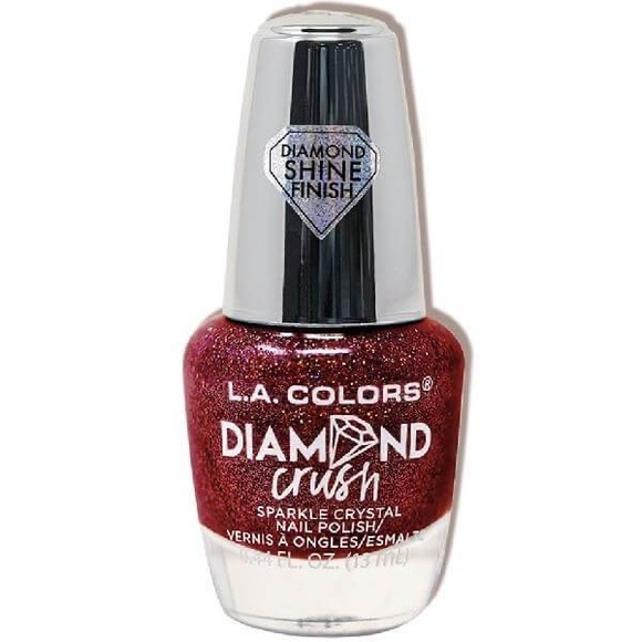 DIAMOND SHINE FINISH L.A.COLORS NAIL POLISH DIAMOND CRUSH RUBY GLASS - Picture 2 of 4